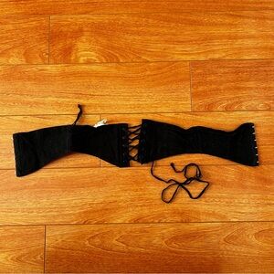 Black Corset Lace Up String Waist Slim Narrow